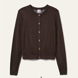 CAbi Brown Sheer-Back Button Cardigan